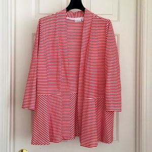 Kim Rogers Women’s Cardigan XL Red White Striped Lightweight New